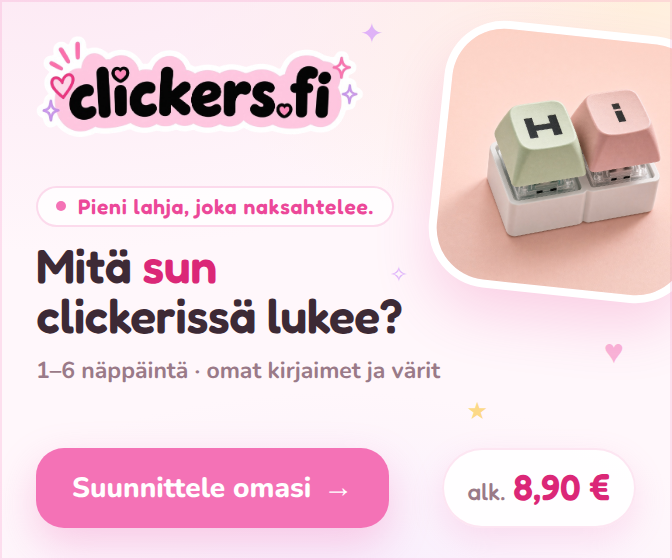 clickers.fi – Mitä sun clickerissä lukee? 1–6 näppäintä, omat kirjaimet ja värit, alk. 8,90 €